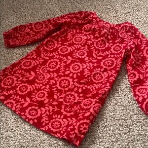 Old Navy (09)Toddler Girl Red Long Sleeve Dress Floral Design & Front Pockets 2T